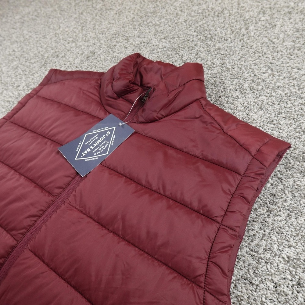 NEW St Johns Bay Vest Mens XL Red‎ Purple Quilted Insulated Puffer Full Zip Hike